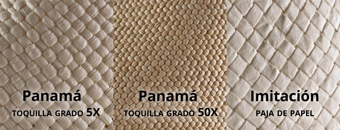 Primer plano de diferentes calidades de tejido de panama